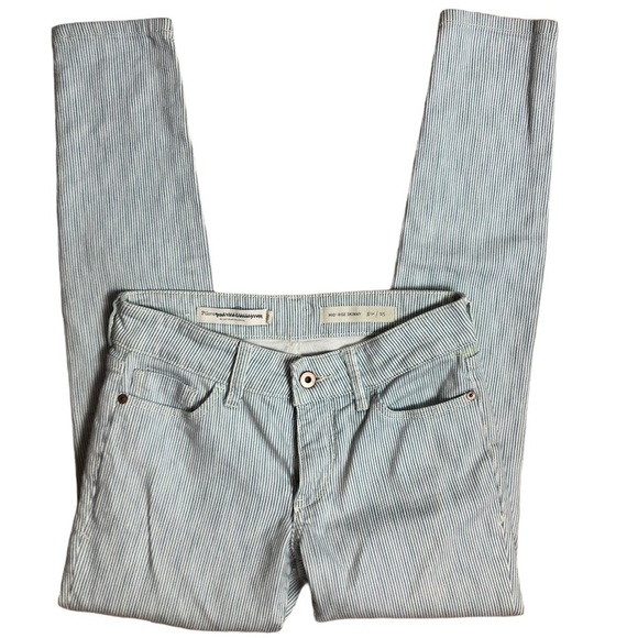 Anthropologie Pilcro Blue Striped Mid Rise Skinny - Picture 7 of 7